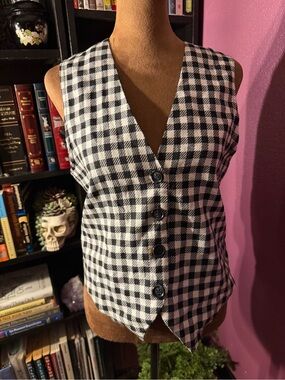 Vtg My Michelle B/W check vest